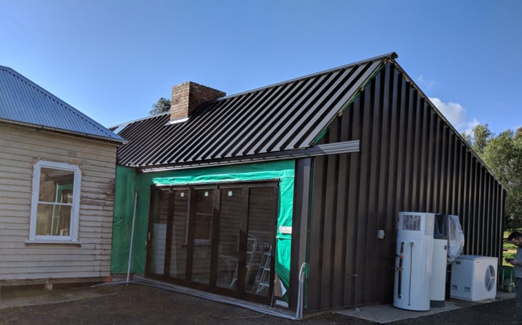 Hydrosol image of a Victorian house in Castlemaine, Central Victoria, Australia transformed into an energy efficient, all-electric home using heat pumps with Passive Design principles.
