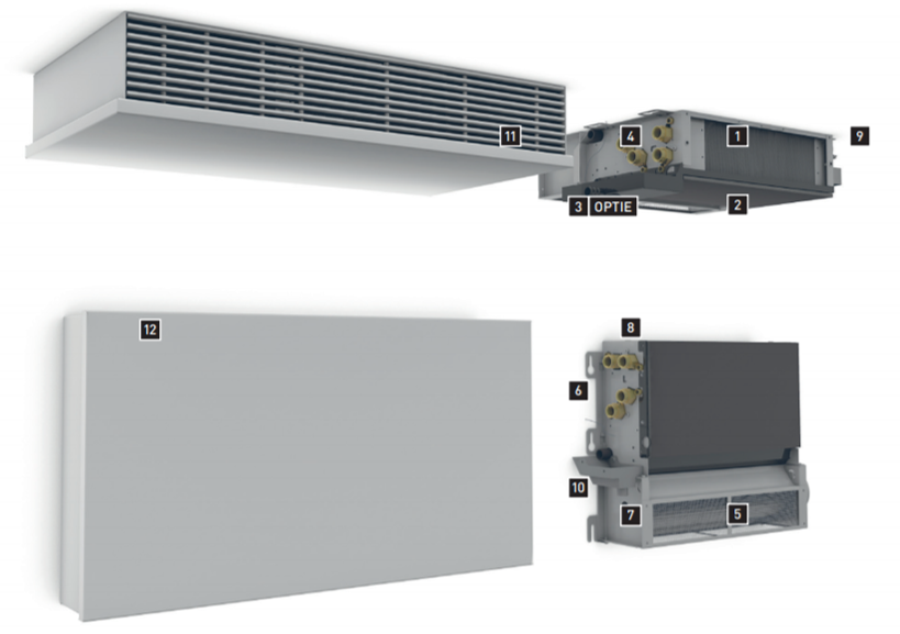 Image of Briza hydronic fan coil convectors, wall mounted, ceiling mounted, in-wall or in-ceiling types
