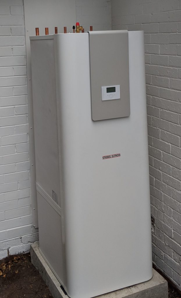 Hydrosol image of Stiebel Eltron HSBC Integrated Heating, Cooling and Hot Water Cabinet installation.