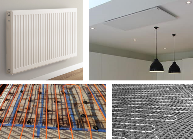 Collage of radiant heating systems