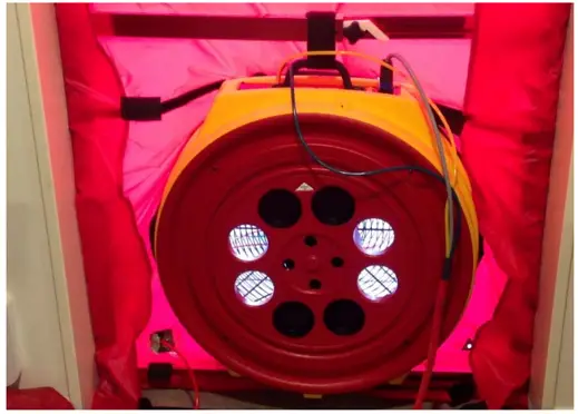 Image of door fitted with a blower to test for air tightness